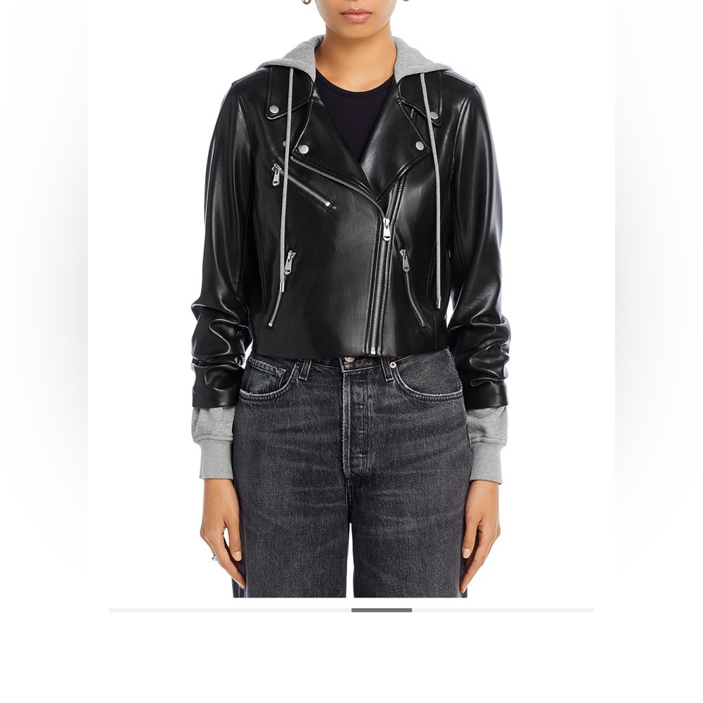 Cinq à Sept Evie Hooded Faux Leather Jacket - Picture 6 of 11